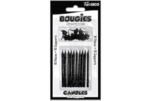 BOUGIE PAILLETEE NOIR AVEC SUPPORT (x10) AANIVERSAIRE GATEAU FETE SURPRISE