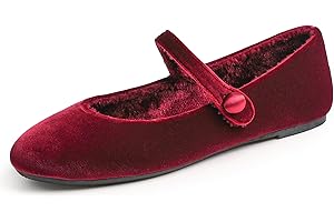 Feversole Women's Mary Jane Fashion，Scarpe Basse Classiche da Donna Décolleté Eleganti Mary Jane con Fibbia Morbida Scarpe da Ballo per Velvet per Donna