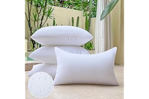 OTPIPCS Wasserdicht Kissenfüllung 30 x 50 cm 4er Set Outdoor Kissen für Couch Gartenmöbel Patio Lumbalkissen Weiße Rechteckige Kopfkissen Kleine Sofa Dekorative Zierkissen