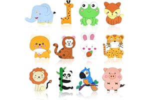 Zamety 12 Pièces Magnet Frigo, Aimant Educatif, Animaux Aimantés 3D Amusants, Magnets Mignonne, Convient aux de Plus de 1 an Aimants Frigo