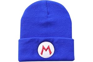 PADIEOE Mario Beanies Black Hat Knitted Hat for Children Mario Cute Beanie Soft Winter Daily Fisherman Beanie Knitted Cap Skull Cap Gifts for Kid Boys Girls Teenagers
