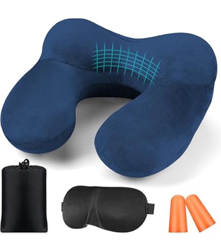 Cuscino Da Viaggio Gonfiabile In Velluto - Ergonomico Per Collo, Pieghevole Per Aereo E Auto - Foto 4