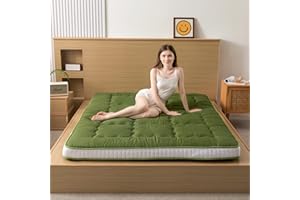 ‎YOSHOOT YOSHOOT Futon Matratze Japanische Tatami Gesteppte Schlafmatratze Faltbare Bodenmatratze, Extra Dicke, Gästebett klappbar, Atmungsaktive Liege, Campingsofa (Grün, 90 x 190cm)