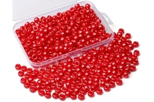 AWARDSEN Red Pony Beads Bulk 500 Pcs 9mm Hair Beads for Braids Making DIY Crafting Friendship Bracelets Necklace