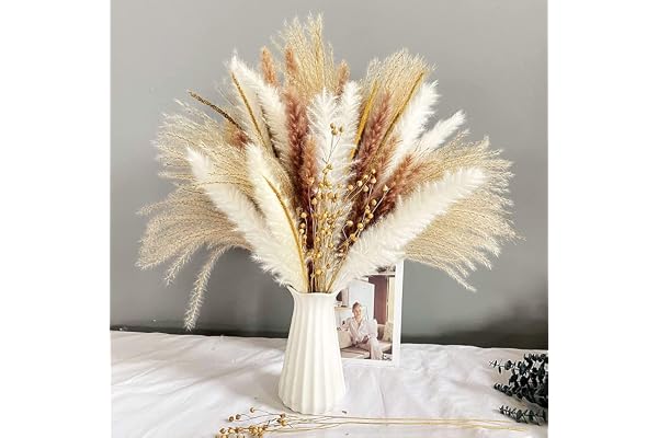 Yukiyi 90 Bitar Torra Pampas Dekoration, Torkad Blomma Naturliga Torkad Pampas Gräs, Torkad Blomma Bukett För Böhmen Bröllop Blomsterarrangemang Heminredning