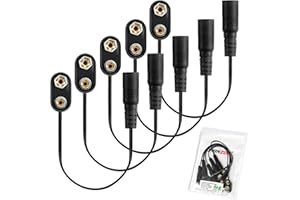 Chanzon UL-Draht 9V Weiblicher Steckverbinder Batterie Clip Connector 2,1mm x 5,5mm Konverter 9 Volt Stromversorgung Eliminator Adapter Kunststoff I-Art 5er Pack Anschluss