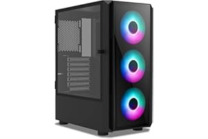 iONZ KZ02 - Advanced Series 2.0 - PC Mid Tower Case M/ATX ATX Gaming Tempered Glass includes 3 x RGB 120mm Fans (Advanced Glass)