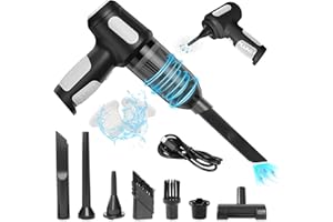JIRMERP Jimerp 3 en 1 9000PA Aspiradora de Mano Aspirador Coche Mini Aspiradora Portátil Recargable de Mano con 2 Filtros/Carga Tipo C para Coche, Cocina, Casa, Pelo de Mascotas (Negro)