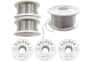 JAADU 6 PCS Etain a Souder,Fil Etain a Souder Colophane Fil de Soudure,Soudure avec Flux,Soudure pour Réparation Électronique (Diamètres 0.8/1/1.2 mm)