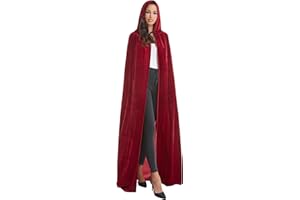 A-SZCXTOP Halloween Vampire Capes,Velvet Hooded Cloak for Women & Men,Masquerade Party Robe Cosplay Costumes for Adult