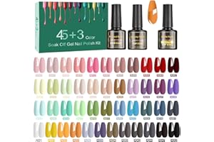 SINZONeu Vernis Semi Permanent,48 Vernis Manucure Nail Art Lot Vernis à Ongles Gel UV LED Nail Polish 45 Couleurs Populaire Avec Base et Top Coat, Matt Top Coat, 8ml