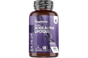 Acide Alpha-lipoïque (ALA) 650 Mg - 180 Gélules Vegan, Approvisionnement de 6 Mois - Alternative au R Alpha Lipoic Acid - sans Gluten, sans OGM, sans Stéarate de Magnésium - Weightworld