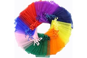 Taasmoog 80Pcs Color Organza Gift Bags - 10 x 12 cm Jewelry Drawstring Pouches, Wedding Favor Bags, Candy Mesh Bags, Christmas Favor Gift Bags for Wedding Party, Festival Game Gift Bags - 8 Colors