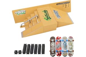 HMXLJJY Skate Park Kit,Fingerboard Skate Park Ramp Decks,Finger Skateboard Ramp Parts 3PCS Skate Park Kit with 4 Finger Skateboards Ultimate Parks Training Props（3PCS）