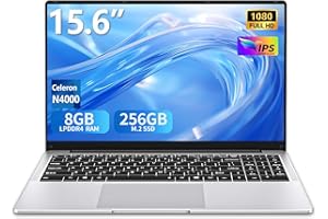 MOGIKK Ordinateur Portable 15,6 Pouces 8 Go RAM 256 Go SSD N4000 Processeur Écran IPS Full HD PC Portable Win 11 WiFi 5 BT Mini HDMI Charnière à 180 Degrés Poids 1,6kg pour Les Étudiants et Les Entreprises.