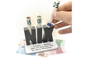 R-SATZ SHOP Geldgeschenk NIX – 3D Buchstaben mit Loch für Geldscheine – Lustige und originelle Geschenkidee zum Geld verschenken – Perfektes „Nichts“-Geschenk für Geburtstag, Weihnachten & besondere Anlässe