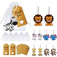 60 confezioni di bomboniere per feste, bomboniere per baby shower con orsi, inclusi portachiavi a forma di orso, sacchetti di organza, etichette Kraft per forniture per feste di compleanno per bambini