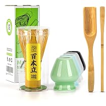 Matcha Kit Set da 6 fruste for Matcha, set da tè con supporto