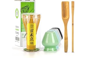 ‎TEANAGOO TEANAGOO MA-01 Matcha Ceremony Accessory, trzepaczka do matchy (Chasen), tradycyjna miarka (Chashaku), łyżeczka, uchwyt na trzepaczkę, idealny zestaw do...