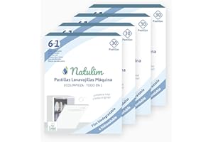 Natulim Pastillas de Lavavajillas 120 Usos - Biodegradables e Hidrosolubles 6 en 1 - Limpieza Profunda, Abrillantador, Función Sal, Protección Cristal, Descalcificador, Efecto Secado Extra - 4 Pack