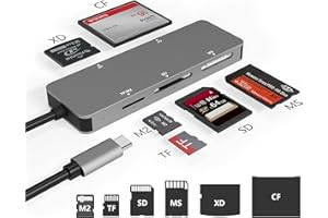 RYTAKI PRO Lettore di schede USB C, lettore di schede adattatore Micro SD di tipo C 5Gps-TF (Micro SD)/SD/MS/M2/XD/CF, lettore di schede di memoria USB C all-in-one con 5 schede contemporaneamente