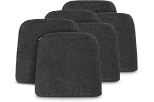 MANEMI Pack 6 Cojines para Silla 42x40x36x4cm - Cojín Decorativo de Chenilla de tejido liso para Silla, Sofá o Comedor - Juego de Cojines de Asiento con Cintas de Sujeción,Fabricado en España,100% poliester