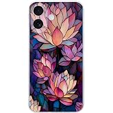 PrintiFy iPhone 17 ile Uyumlu Vitray Sessiz Lotus Tasarımlı Şeffaf Silikon Kılıf