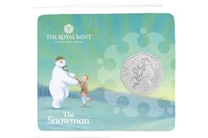 CrawleyCoins Paquete de 50 tarjetas de monedas brillantes sin circular, diseño de muñeco de nieve 2023