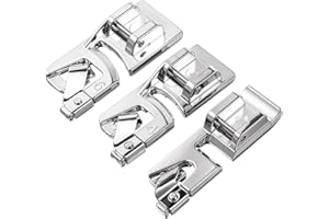 BREMOROU Lot de 3 pieds presseurs pour ourlet roulé, pied presseur pour machine à coudre étroit pour machine à coudre