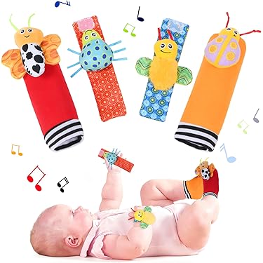 fiouni Baby Rammelaar Bijtring Speelgoed Set Baby's Eerste Rammelaars Baby's Eerste Speelgoed Gift Set voor Pasgeboren Baby Jongen Meisje 3 6 9 Maanden 11 PCS (Blauw