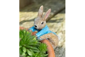 Pot Buddies Beatrix Potter Peter Rabbit Climbing Figure Plant Pot Hanger - Handmade Garden Ornament - Decorative Flower Planter Figurine for outdoor or indoor use.