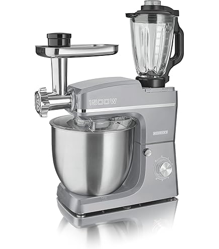 Kraftsman Keukenmachine, 5 liter, volledig metalen kneedmachine, deegmachine met universele stroominterface, 8 snelheden en timerfunctie, roermachine met garde, deeghaak en garde (blauw