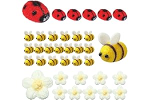 DBUWQIPS 36 Stück Ladybug Biene Filzblumen Marienkäfer Bienen deko Bienen Biene deko Streudeko Papierblumen Marienkäfer Deko Glückskäfer Filz Deko Deko Bienen für DIY Handwerk Shop Kleidung Dekorationen