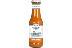 MARCEL SENCHOU Pur Ketchup Carotte - Accompagnement de Poissons, Fruits de Mer, Tapas - Sans Colorant et Additif - Vegan Friendly & Gluten Free - 360g, Bouteille en Verre 82% Recyclé - SENCHOU