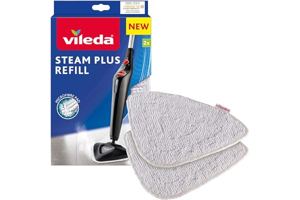 Vileda Steam Power Pad Ersättningsöverdrag för Steam, Vit, Paket med 2