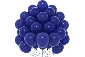 YOYOIN Palloncini Navy 50 Pezzi 12 Pollici Lattice Blu Scuro Tema Arancione per Feste Compleanno Laurea Baby Shower Matrimonio Decorazione