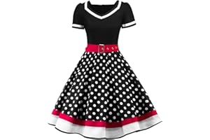 BABYONLINE D.R.E.S.S. Babyonlinedress Femme Robe de Soirée Chic Jointif avec Ceinture Vintage rétro année 50s pin-up Rockabilly Swing à Pois