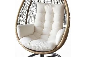 QOEUIUJ Egg Chair Cushion Replacement, Thickened Hanging Basket Seat Cushions, Indoor/Outdoor Patio Hammock Swing Chair Pad, Washable Egg Swing Cushion (Only Cushion)(White)