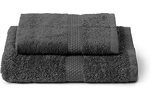 Caleffi Set Asciugamani Bagno Viso e Bidet in Cotone, Asciugamani Resistente a Lavaggi, Include 1 Asciugamano Viso 55x100 cm e 1 Asciugamano Bidet Ospite 40x60 cm, Asciugamani 2 Pezzi, Antracite