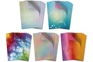 ‎EINLADUNGSKARTEN MANUFAKTUR HAMBURG Bastelpapier A4 | Motivpapier Set 50 Blatt | Bunter Regenbogen-Mix 5 Designs | beidseitig bedrucktes Bastel- & Briefpapier | Regenbogen Papier | DIY | Kita | Schule | Kinder | Basteln | 90 g/m²
