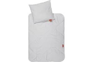 sleepling Baby Bettdecke und Kissen, Kinderwagen Set, Babywagen Set Kopfkissen und Decke, Made in EU, Waschbar 60 Grad, Ökotex 100, 60 x 78 cm + 30 x 35 cm, weiß