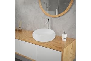 ECD Germany Vasque à Poser Lavabo Salle de Bain - Ø 350 x 120 mm - en Céramique - Rond - Blanc - Vasque Salle de Bain Lave-Mains Évier - Lavabo à Poser - Design Moderne - sans Kit de vidange