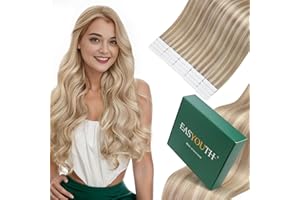 ‎EASYOUTH Easyouth Tape in Extensions Echthaar Blond Tape Echthaar Extensions Remy Tape in Haarverlängerungen Echthaar Aschblondes Highlight mit Hellblond 30 cm 30g #P18/613