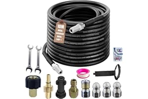 LEBOKJ 10M Déboucheur Canalisation Haute Pression,compatible avec Kärcher k2-k7, Lavor, Bosch, 400 Bar / 5800PSI Tuyau Nettoyeur Haute Pression, Kit Nettoyage Pro avec 4 Buses et 2 Adaptateurs