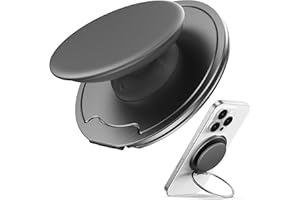 Sinjimoru Magnetischer Handygriff für MagSafe — 3000G Starke Haltekraft, Weiches Silikon, Metallplatte inklusive, iPhone 17/16/15/14/13, M-Tap Tok Ring Stand Space Schwarz