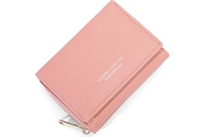 HAIWILL Geldbeutel Damen Klein PU Leder, Portmonee Damen Klein mit Münzfach und 7 Kartenfächern, Gross Kapazität Kleines Portemonnaie Damen Viele Fächer (Rosa)