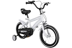 AOOUNGM Vélo Enfant 14 Pouces réglable en Acier au Carbone Vélo pour Enfant garçon Fille avec Roues stabilisatrices Convient pour 3 à 6 Ans