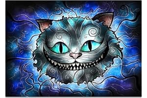 RICUVED Kits de Peinture Diamant de Chat Cheshire, Kits de Peinture Diamant 5D Chat pour Adultes Diamants Ronds Kits de Peinture Diamant de animé Kits d'art Cristal Diamant pour la Décoration 30x40cm