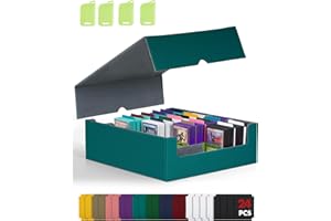 ZLCA Pudełko do przechowywania kart kolekcjonerskich na karty TCG, poczwórne pudełko MTG, pomieści ponad 2400 kart z 24 kolorowymi przegrodami i 4 stoperami, pudełko dowódcy ze skóry PU, na karty