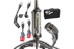 SMART JUICE Juice Booster 2 Traveller Plus Set, Mobile Wallbox 22kW,sans Installation, Borne de Recharge Vehicule Electrique avec Cable Type 2, avec Adaptateurs CEE 32/16 Rouge + EU Schuko + Prise Type 2